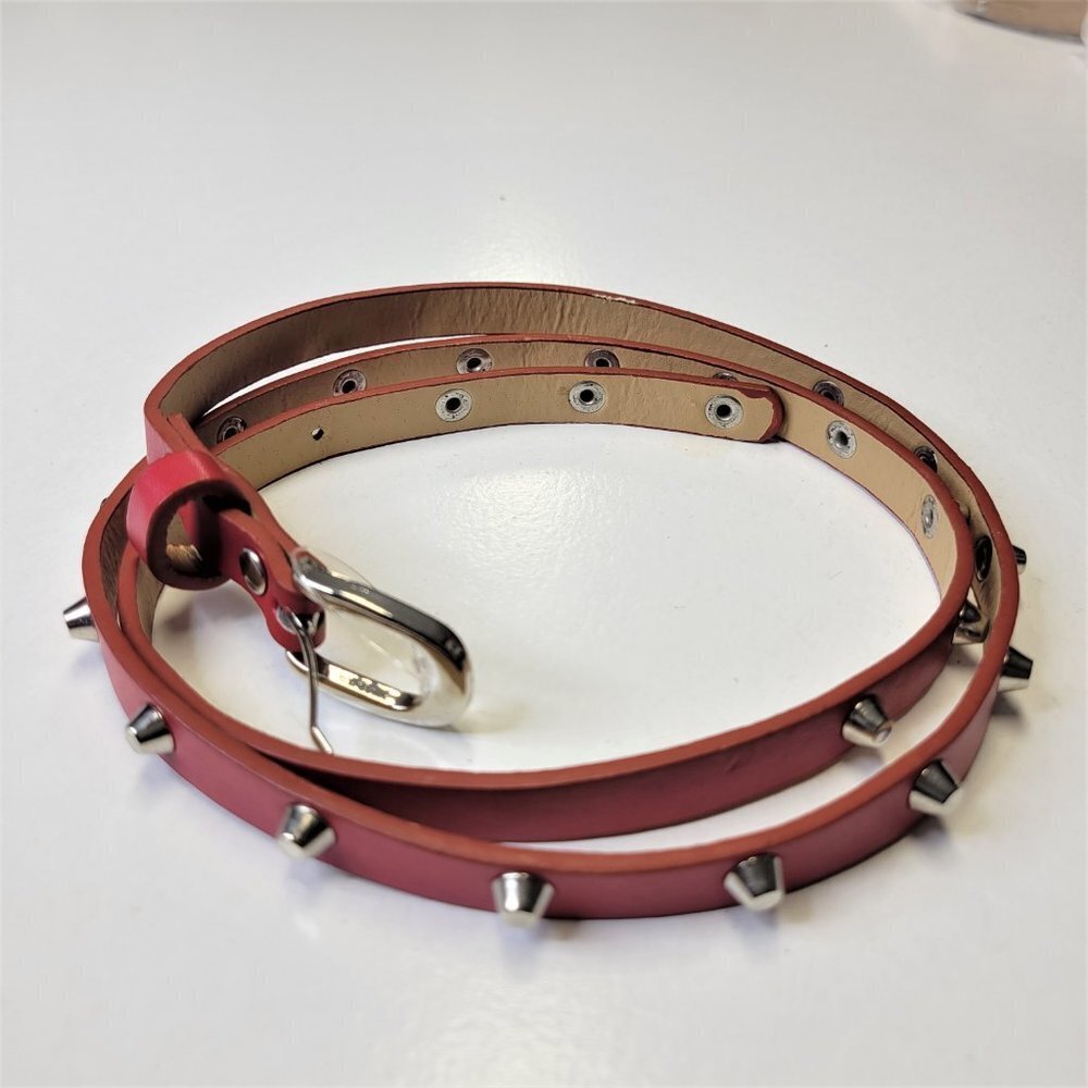 MENS Red Metal Studded Belt